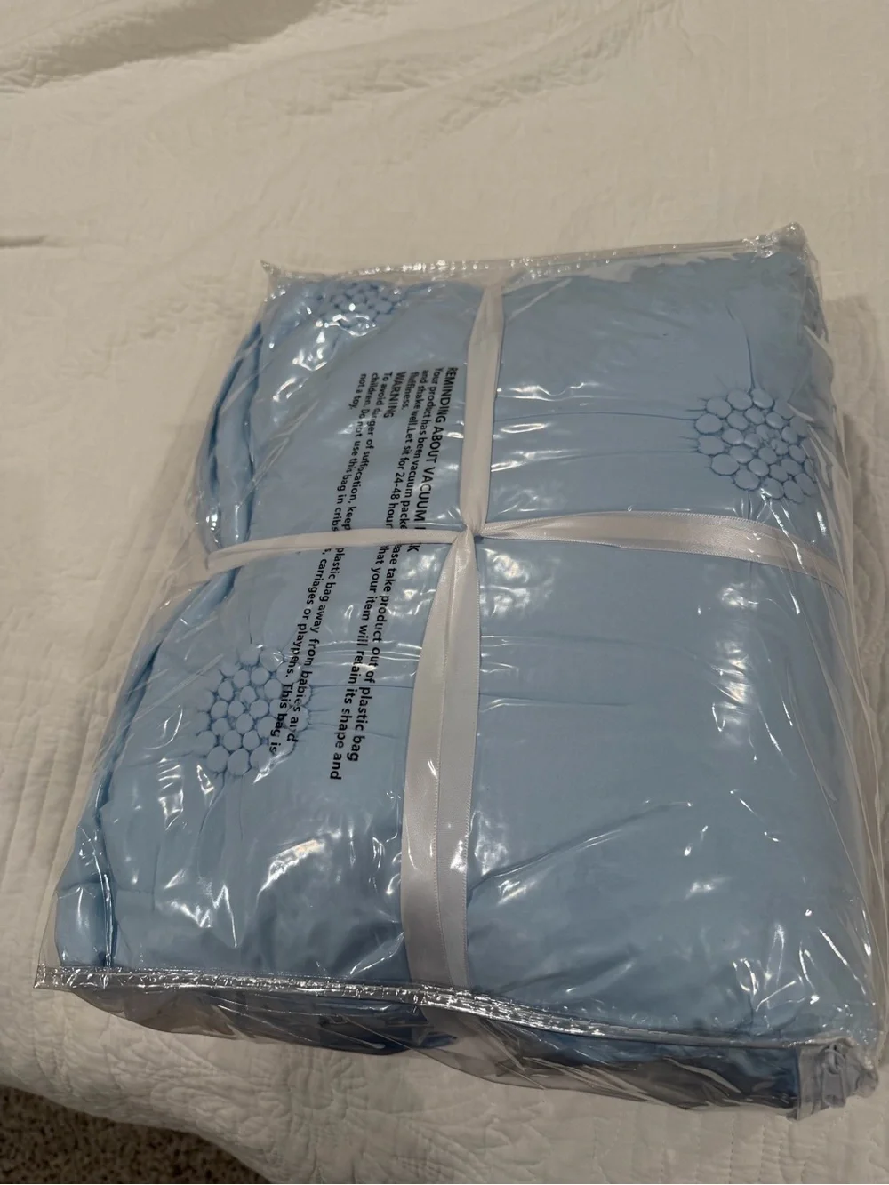 Light Blue Pintuck Comforter Set - Twin XL. Perfect for girls dorm.